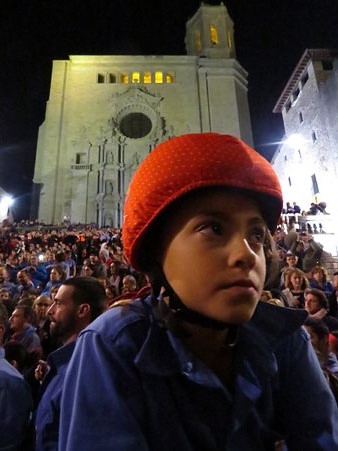 L'enxaneta preparat per pujar al pilar