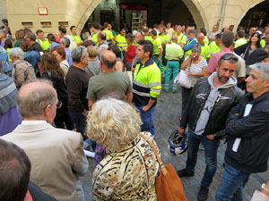 Concentració a la plaça del Vi en protesta per l'empresonament de Cuixart i Sánchez