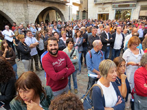 Concentració a la plaça del Vi en protesta per l'empresonament de Cuixart i Sánchez