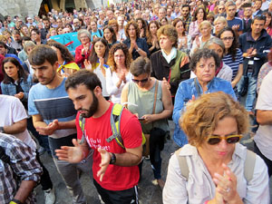 Concentració a la plaça del Vi en protesta per l'empresonament de Cuixart i Sánchez