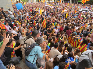 Manifestaci&oacute; 'Els col&middot;legis, sempre nostres!' davant la seu de la Generalitat de Catalunya