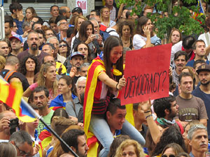 Manifestaci&oacute; 'Els col&middot;legis, sempre nostres!' davant la seu de la Generalitat de Catalunya
