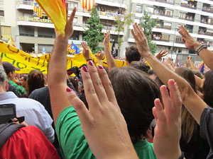 Manifestaci&oacute; 'Els col&middot;legis, sempre nostres!' davant la seu de la Generalitat de Catalunya