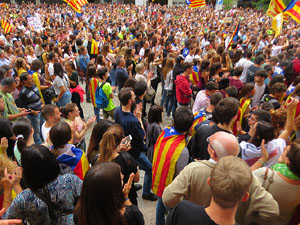 Manifestaci&oacute; 'Els col&middot;legis, sempre nostres!' davant la seu de la Generalitat de Catalunya