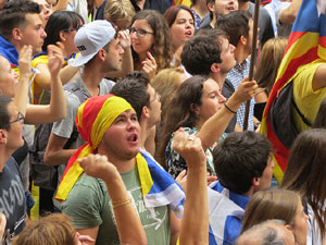 Manifestaci&oacute; 'Els col&middot;legis, sempre nostres!' davant la seu de la Generalitat de Catalunya