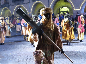 La Cavalcada de Reis 2018. Arribada del seguici a la pla&ccedil;a del Vi