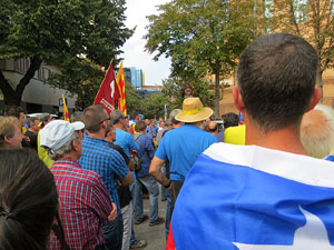 Marxa pagesa. Concentraci&oacute; de 500 tractors als carrers de Girona
