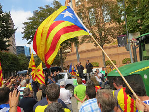 Marxa pagesa. Concentraci&oacute; de 500 tractors als carrers de Girona