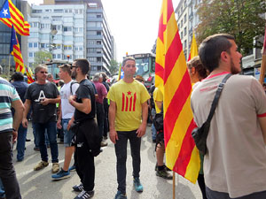 Marxa pagesa. Concentraci&oacute; de 500 tractors als carrers de Girona