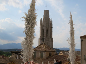 Temps de Flors 2018. Instal·lació 'Per treure'ns del pecat i dar-nos alegria' a les escales de la Catedral