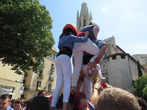 Temps de Flors 2018. Diada Castellera a la pla&ccedil;a de Sant Feliu amb els Marrecs de Salt, els Xics de Granollers, i els Sagals d�Osona