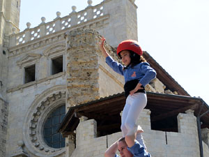 Temps de Flors 2018. Diada Castellera a la pla&ccedil;a de Sant Feliu amb els Marrecs de Salt, els Xics de Granollers, i els Sagals d�Osona