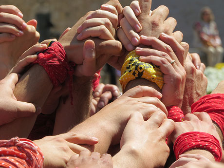 Temps de Flors 2018. Diada Castellera a la plaça de Sant Feliu amb els Marrecs de Salt, els Xics de Granollers, i els Sagals dOsona