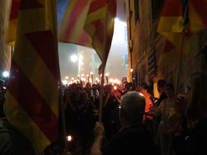 Diada Nacional 2018. XII Marxa de Torxes de Girona pels carrers del Barri Vell de Girona