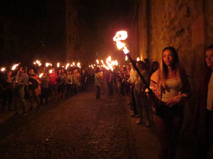 Diada Nacional 2018. XII Marxa de Torxes de Girona pels carrers del Barri Vell de Girona