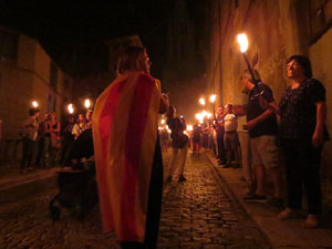 Diada Nacional 2018. XII Marxa de Torxes de Girona pels carrers del Barri Vell de Girona
