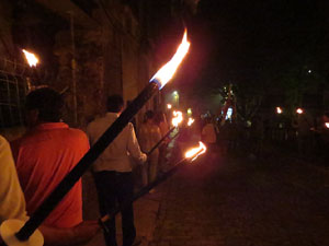 Diada Nacional 2018. XII Marxa de Torxes de Girona pels carrers del Barri Vell de Girona