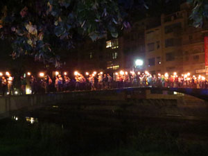 Diada Nacional 2018. XII Marxa de Torxes de Girona pels carrers del Barri Vell de Girona