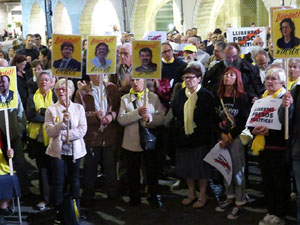 Concentració a la plaça del Vi per la llibertat dels presos polítics, amb Joanjo Bosk