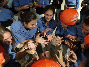 Fires 2018. Els Castells de Vig&iacute;lia al monestir de Sant Pere de Galligants, amb els Marrecs de Salt i la Colla Castellera Esperxats 