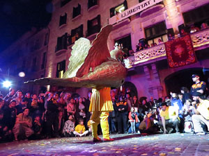 Fires 2018. Preg&oacute; de Fires. Balls de l'&Agrave;liga i els gegants de la ciutat