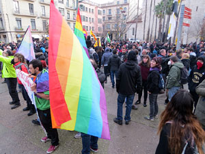 Manifestaci&oacute; antifeixista per un acte pol&iacute;tic de la plataforma Borb&ograve;nia amb el suport de Vox, a la pla&ccedil;a de l'U d'octubre del 2017