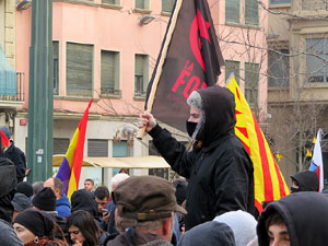 Manifestaci&oacute; antifeixista per un acte pol&iacute;tic de la plataforma Borb&ograve;nia amb el suport de Vox, a la pla&ccedil;a de l'U d'octubre del 2017