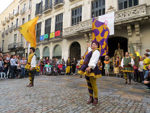 Fires de Sant Narc&iacute;s 2018. Toc de rams. Canvi dels rams de flors de les gegantes de Girona. Els banderers