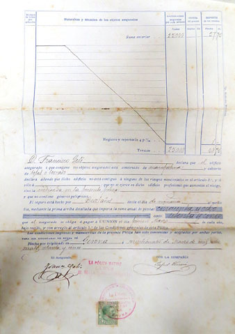 P&ograve;lisa d'assegurances. 24 de mar&ccedil;a de 1889