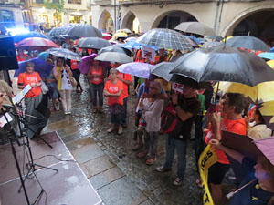 Assaig de la manifestaci&oacute; de l'11 de setembre a la pla&ccedil;a del Vi