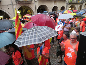 Assaig de la manifestaci&oacute; de l'11 de setembre a la pla&ccedil;a del Vi