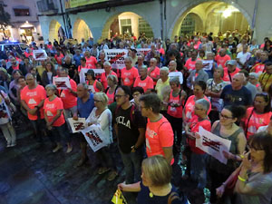 Assaig de la manifestaci&oacute; de l'11 de setembre a la pla&ccedil;a del Vi