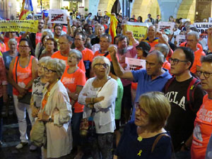 Assaig de la manifestaci&oacute; de l'11 de setembre a la pla&ccedil;a del Vi