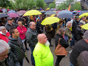 Concentraci&oacute; contra l'exclusi&oacute; de Carles Puigdemont, Toni Com&iacute; i  Clara Ponsat&iacute; a les eleccions Europees