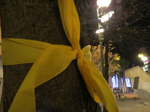 Enlla&ccedil;ada massiva pels carrers de Girona sota el lema 'No esteu sols'