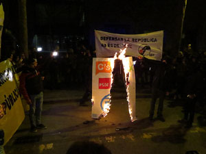 Manifestaci&oacute; contra el judici al proc&eacute;s. Concentraci&oacute; a la pla&ccedil;a de l'U d'octubre de 2017 i manifestaci&oacute; fins els Jutjats de Girona