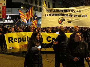 Manifestaci&oacute; contra el judici al proc&eacute;s. Concentraci&oacute; a la pla&ccedil;a de l'U d'octubre de 2017 i manifestaci&oacute; fins els Jutjats de Girona