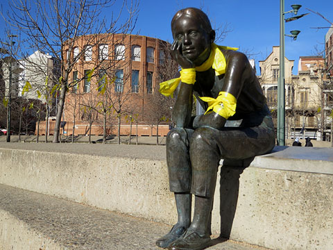 La pla&ccedil;a de l'U d'octubre de 2017, enlla&ccedil;ada