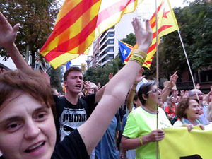 Manifestaci&oacute; contra la viol&egrave;ncia de l'Estat. Pre-commemoraci&oacute; de l'1-O
