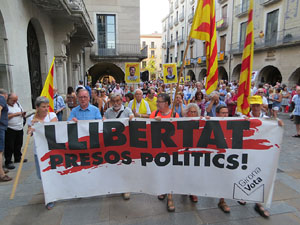 Concentraci&oacute; a la pla&ccedil;a del Vi per la independ&egrave;ncia i la llibertat dels presos pol&iacute;tics