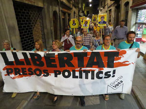 Concentraci&oacute; a la pla&ccedil;a del Vi per la independ&egrave;ncia i la llibertat dels presos pol&iacute;tics