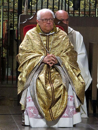 El bisbe de Girona, Francesc Pardo, oficiant la missa