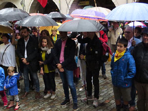 Diada Nacional 2019. Concentraci&oacute; a la pla&ccedil;a del Vi, lectura del manifest i cant de Els Segadors