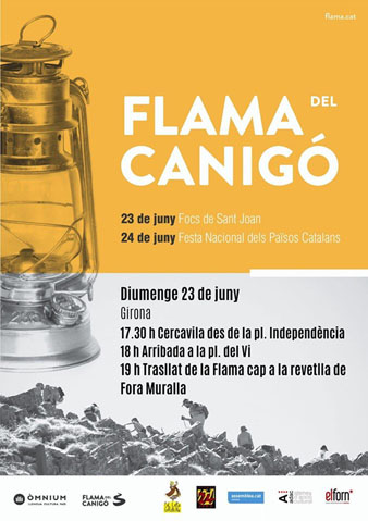 Cartell de l'arribada de la Flama del Canig&oacute; a Girona 2019