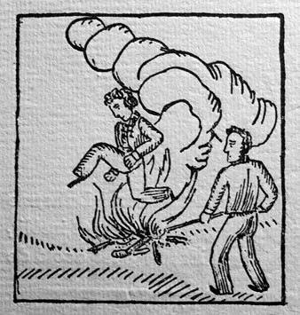 Gravat antic giron&iacute; que representa les fogueres de Sant Joan