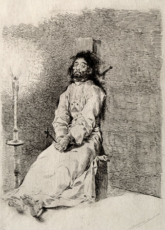 Executat per garrot, exposat. Gravat de Goya. 1777