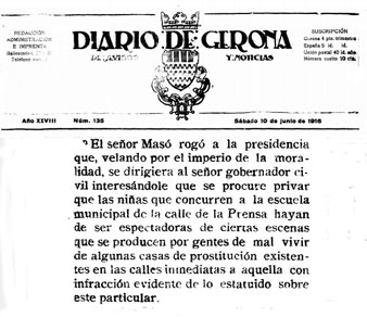 Premsa. Bordell al carrer de la Premsa. Diario de Gerona, 10 de juny de 1916