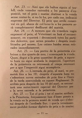 Reglament de la Peixateria. 1931