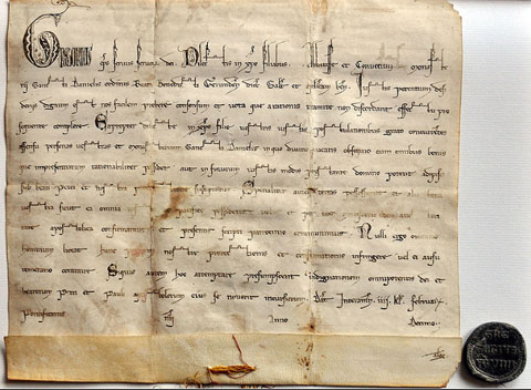 Butlla del papa Gregori IX (1238) atorgant privilegis i
ratificant les seves possessions. Arxiu de Sant Daniel