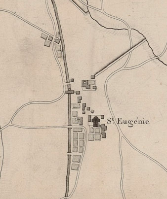 Plànol de Santa Eugènia, 1809. Detall de 'Plan du Siège de Gironne. Par l'Armée de sa Majesté en Catalogne en 1809'